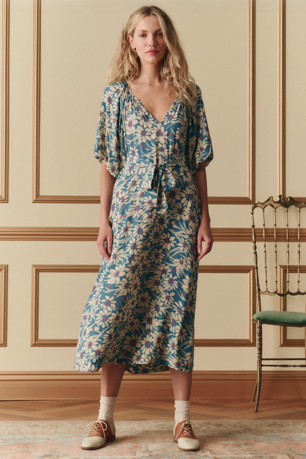 The Fairground Dress - Blue Scattered Bloom