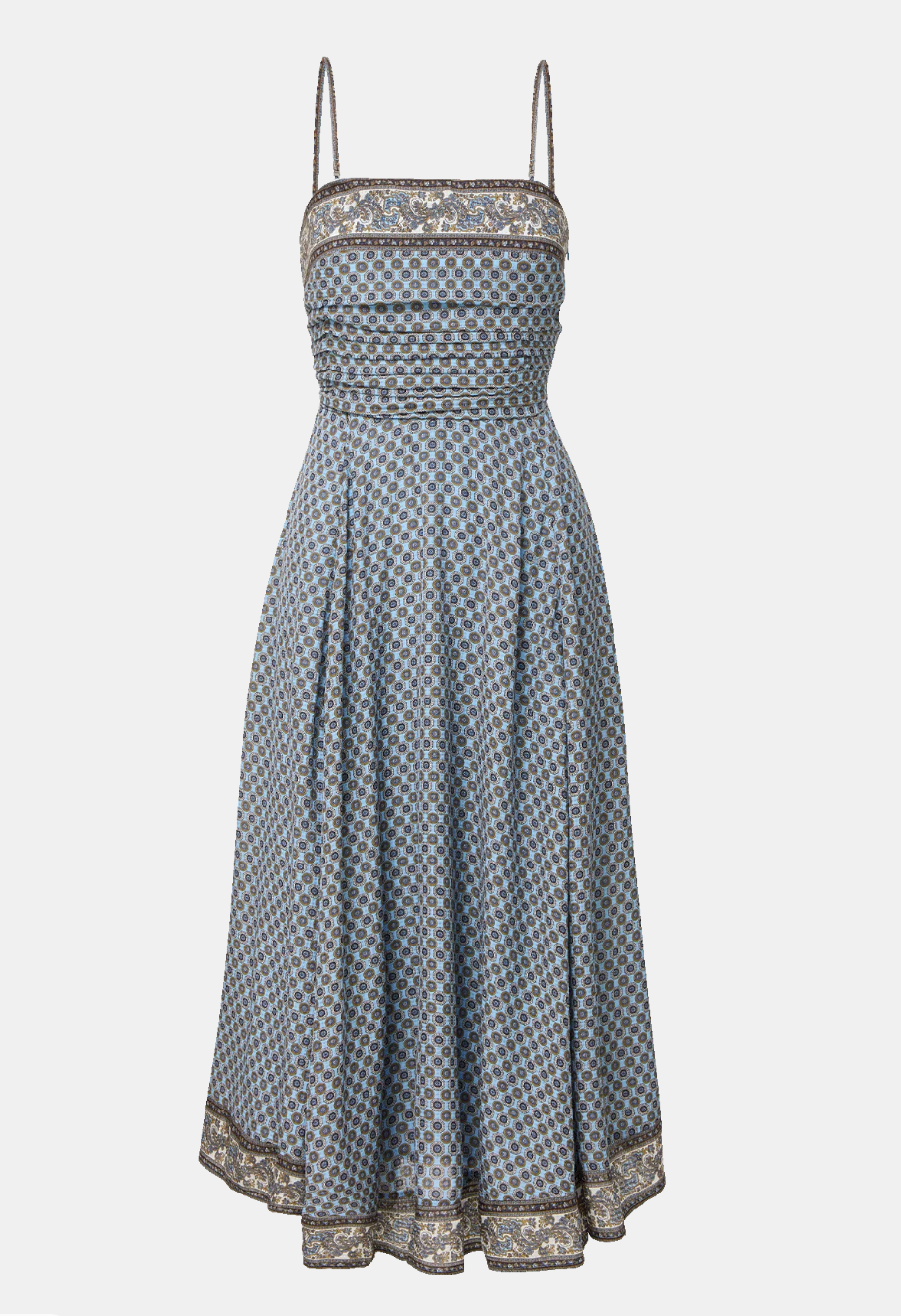 Lana Scarf-Print Midi Dress -  Blue Jay Multi