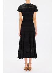 Abriana Eyelet Knit Cardigan - Noir