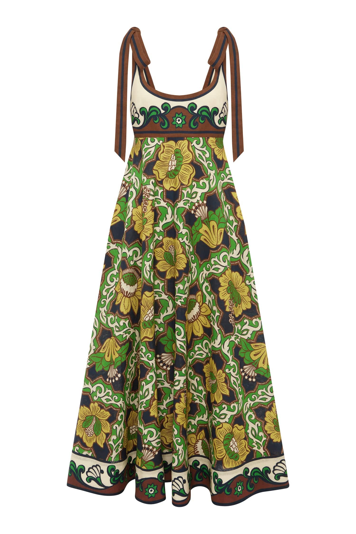 Liana Ballet Sundress - Green/Brown Multi