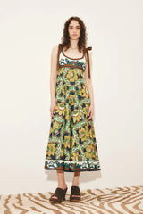 Liana Ballet Sundress - Green/Brown Multi