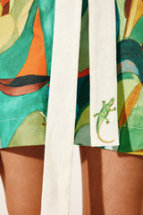 Mokshini Mini Dress - White/Green Multi