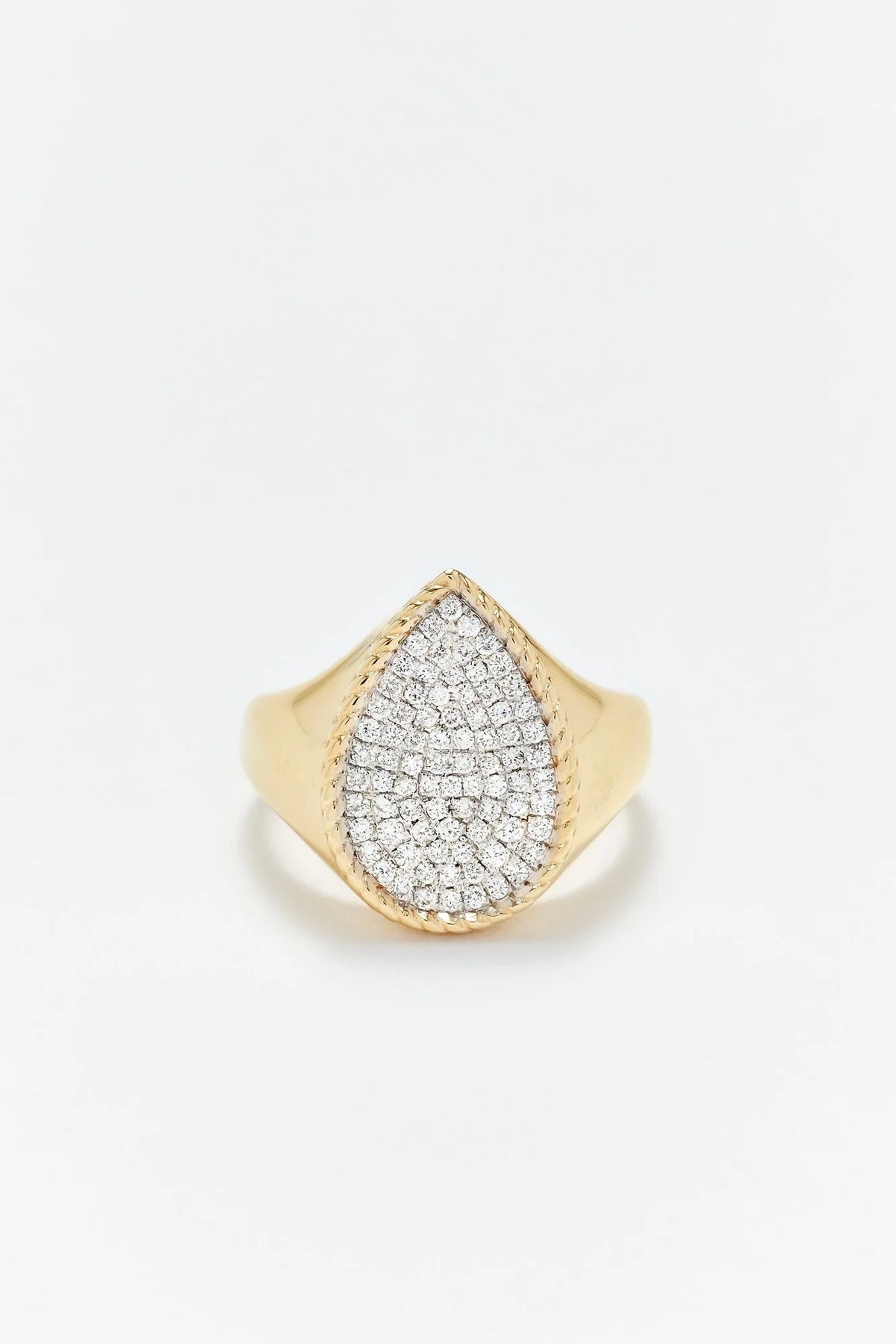Chevalière Poire Diamants - Or Jaune - Size 4-1/2