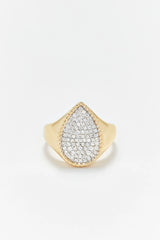 Chevalière Poire Diamants - Or Jaune - Size 4-1/2