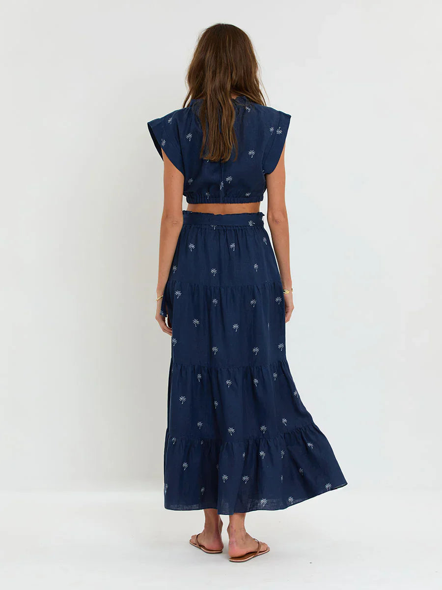 Muna Ruched Crop Top - Zafi Navy