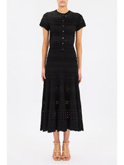 Abriana Eyelet Knit Cardigan - Noir
