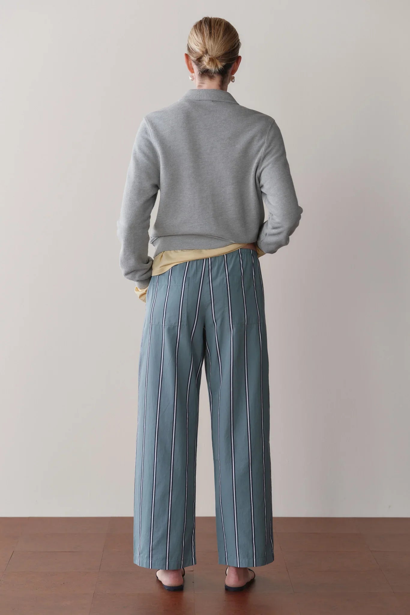 The Pop Stripe Drawstring Pant - Sage