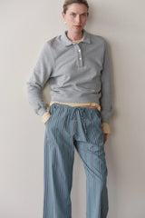 The Pop Stripe Drawstring Pant - Sage