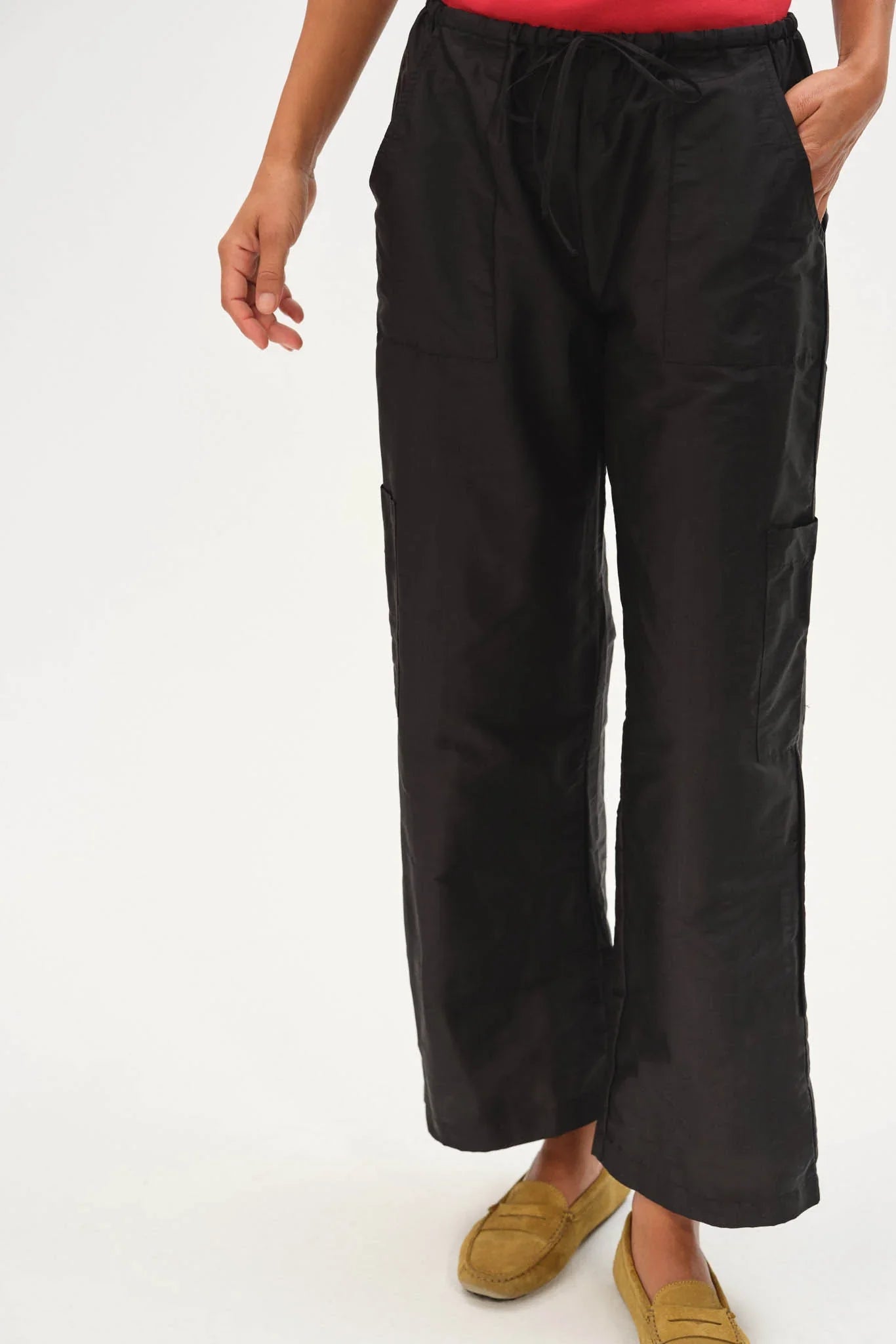 The Taffeta Drawstring Cargo Pant - Jet